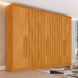 Guarda Roupa Casal Oxford Ripado 6 Portas 4 Gavetas - Peroba