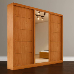 Guarda Roupa Capri casal c/ Espelho 3 Portas - Naturale 