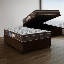Cama Box Baú Casal + Colchão Espuma Orthoface Polar 138x188x66m -  Marrom 