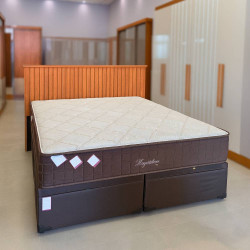 Kit - Cabeceira Queen 1,60 Ripado Detroit - Nature + Colchão Star Ortopédico 30X1,98X1,58 - Queen- Anjos - Marrom + Base Box QUEEN Bau Bipartido - 158 -Marrom