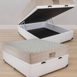 Base Baú Casal Courino - Branca + Colchão Ortobom Airtech Spring Pocket Casal 30x188x138