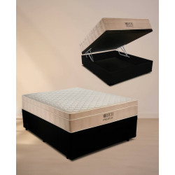 Base Baú Casal Courino - Preta+ Colchão Ortobom Airtech Spring Pocket Casal 30x188x138