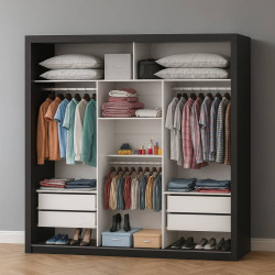 Closet Casal Berlim  Sem Porta c/ 4 Gavetas - Preto