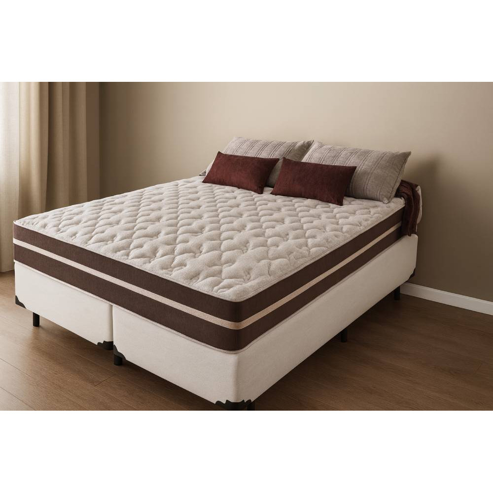 Cama Box Queen + Colchão De Molas - Anjos - Classic Superlastic 158 cm-Branca
