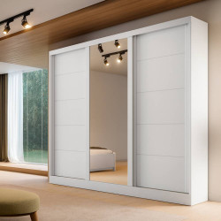 Guarda Roupa Capri casal c/ Espelho 3 Portas - Branco