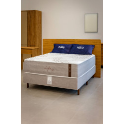 Colchão Casal Molejo Life c/ Molas ensacadas 138x188x33cm + Base Box Casal Life 138x188x25 - Bege