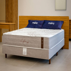 Colchão Casal Molejo Life c/ Molas ensacadas 138x188x33cm + Base Box Casal Life 138x188x25 - Bege