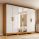 Guarda Roupa Nina Casal c/ Espelho 6 Portas 4 Gavetas - Nature/Off White