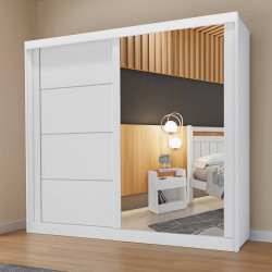 Guarda Roupa Viena Casal c/ Espelho 2 Portas - Branco