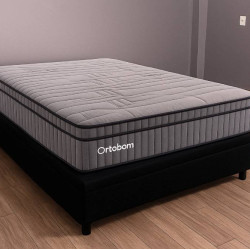 Colchão Ortobom Exclusive Sleep Casal Molas Ensacadas 138x188x32cm c/ Base Baú Carioca Casal Courino - Preto