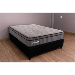 Colchão Ortobom Exclusive Sleep Casal Molas Ensacadas 138x188x32cm c/ Base Baú Carioca Casal Courino - Preto