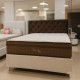 Base Cama Box Casal Courino - Bonaflex - Branco + Cabeceira Casal Madame – Veludo – Marrom + Colchão Star Ortopédico 30x188x138 - Casal - Anjos - Marrom