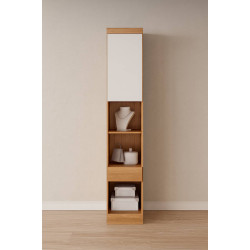 Guarda Roupa Rizon Módulo Mesa de Cabeceira 1 Porta 1 Gaveta Novo Horizonte - Cinamomo/Off White