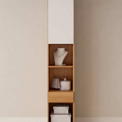 Guarda Roupa Rizon Módulo Mesa de Cabeceira 1 Porta 1 Gaveta Novo Horizonte - Cinamomo/Off White