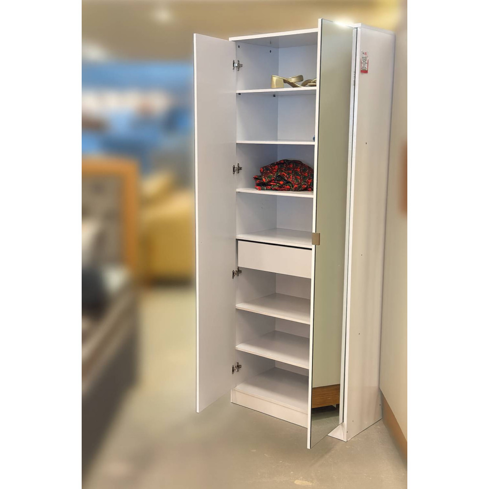 Sapateira Grife c/ 2 Porta Espelhada 1 Gaveta - Branco 