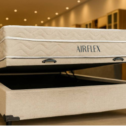 Colchão Airflex Casal com Molas Ensacadas 25x188x138cm + Base Baú Carioca Casal Linho- Bege