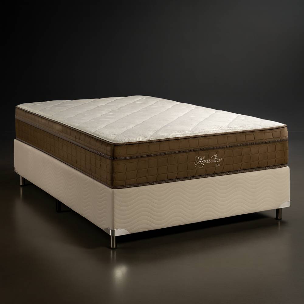 Base Cama Box Casal Courino - Bonaflex - Branco + Colchão Star Ortopédico 30x188x138 - Casal - Anjos - Marrom