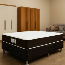 Colchão Royal Casal c/ Molas Ensacadas  24X188X138 - Marrom + Base Casal Plus 138x188x40 - Sonoflet - Preto Colchão Royal Casal c/ Molas Ensacadas  24X188X138 - Marrom + Base Casal Plus 138x188x40 - Sonoflet - Preto