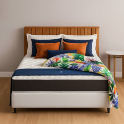 Kit - Base Cama Box Casal Courino - Branco + Colchão Royal Casal c/ Molas Ensacadas 24X188X138 - Marrom + Cabeceira Casal 1,40 Ripado Detroit - Nature Kit - Base Cama Box Casal Courino - Branco + Colchão Royal Casal c/ Molas Ensacadas 24X188X138 - Marrom + Cabeceira Casal 1,40 Ripado Detroit - Nature