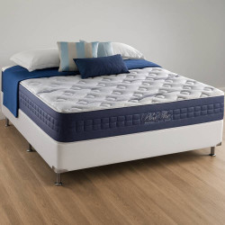 Base Cama Box Casal Courino - Branco + Colchão Casal Patrão 138×188x31 Molas Ensacadas