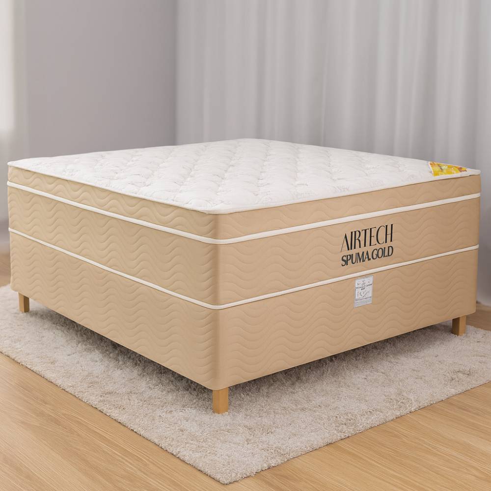 Base Box Casal 138x188x30 Sommier Camurça - Ortobom - Bege + Colchão Ortobom Airtech Spring Pocket Casal 30x188x138 Base Box Casal 138x188x30 Sommier Camurça - Ortobom - Bege + Colchão Ortobom Airtech Spring Pocket Casal 30x188x138