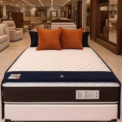 Colchão Royal Casal c/ Molas Ensacadas 24X188X138 - Marrom +Base Box Casal 138x188x30 Courino - Ortobom - Branco