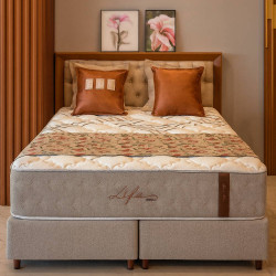 Colchão Queen Molejo Life c/ Molas ensacadas 158x198x33cm + Base Box Queen life 158x198x25 - Bege