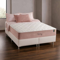 Base Queen Courino 158x198x40 - Branco + Colchão Queen Patroa dos Móveis 158×198x33 Molas Ensacadas Visco Gel – Anjos