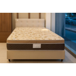 Base Box Casal 138x188x30 Courino - Ortobom - Bege + Colchão De Molas Ensacadas Casal Livina 25x188x138