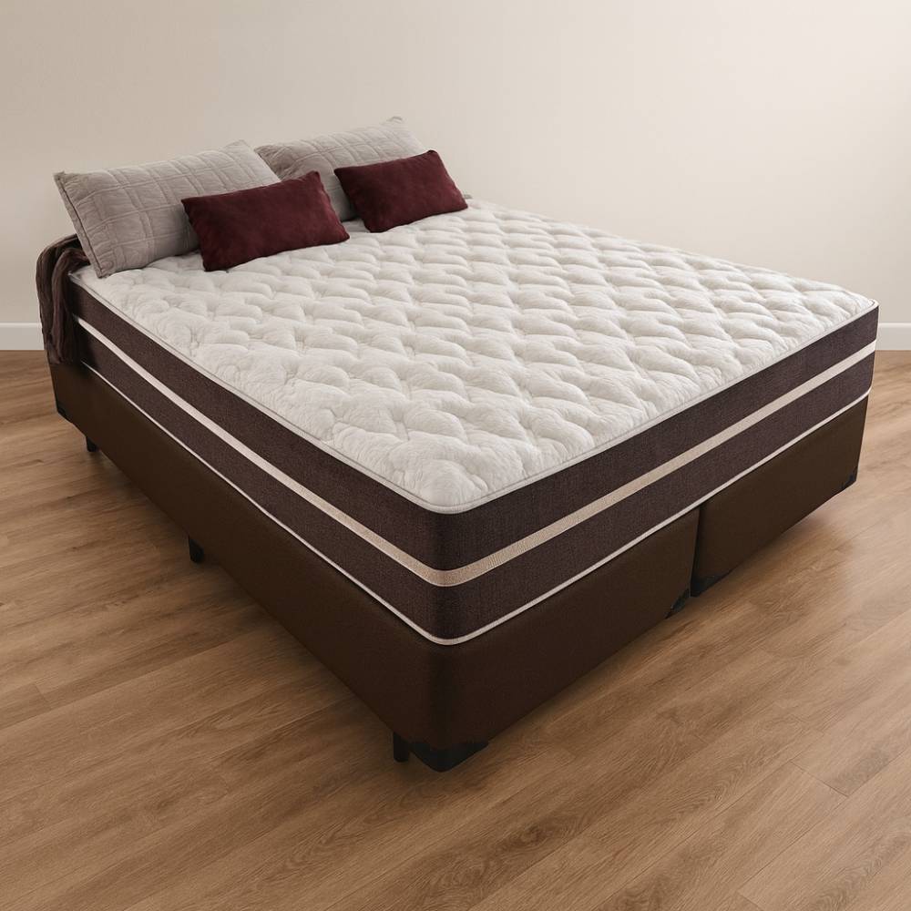 Cama Box Queen + Colchão De Molas – Anjos – Classic Superlastic 158cm- Marrom