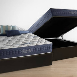 Base Baú Casal Courino - Preto + Colchão Casal Patrão 138×188x31 Molas Ensacadas