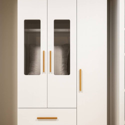 Guarda Roupa Infantil Clara c/ 3 Portas e 2 Gavetas - Móveis Peroba - Branco Brilho / Amêndoa Guarda Roupa Infantil Clara c/ 3 Portas e 2 Gavetas - Móveis Peroba - Branco Brilho / Amêndoa