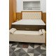 Kit - Base Cama Box Casal Courino - Branco + Colchão Star Ortopédico 30x188x138 - Casal - Anjos - Marrom + Cabeceira Cama Box Casal 1.40 Imperial - Bege + Recamier Baú Imperial Casal 130cm - Bege