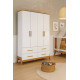 Guarda Roupa Infantil Guti c/ 4 Portas e 4 Gavetas - Móveis Peroba - Branco Brilho / Amêndoa Guarda Roupa Infantil Guti c/ 4 Portas e 4 Gavetas - Móveis Peroba - Branco Brilho / Amêndoa