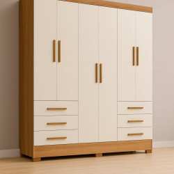 Guarda Roupa Casal Paris 6 Portas 6 Gavetas - Cinamomo/off White 