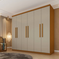 Guarda Roupa Casal Lagos c/ 6 Portas 4 Gavetas - Cinamomo/Off White Guarda Roupa Casal Lagos c/ 6 Portas 4 Gavetas - Cinamomo/Off White