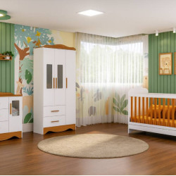 Kit - Berço Mini Cama Clara - Móveis Peroba - Branco Brilho / Amêndoa + Cômoda Clara c/ 1 Porta e 3 Gavetas - Móveis Peroba - Branco Brilho / Amêndoa + Guarda Roupa Infantil Clara c/ 3 Portas e 2 Gavetas - Móveis Peroba - Branco Brilho / Amêndoa Kit - Berço Mini Cama Clara - Móveis Peroba - Branco Brilho / Amêndoa + Cômoda Clara c/ 1 Porta e 3 Gavetas - Móveis Peroba - Branco Brilho / Amêndoa + Guarda Roupa Infantil Clara c/ 3 Portas e 2 Gavetas - Móveis Peroba - Branco Brilho / Amêndoa