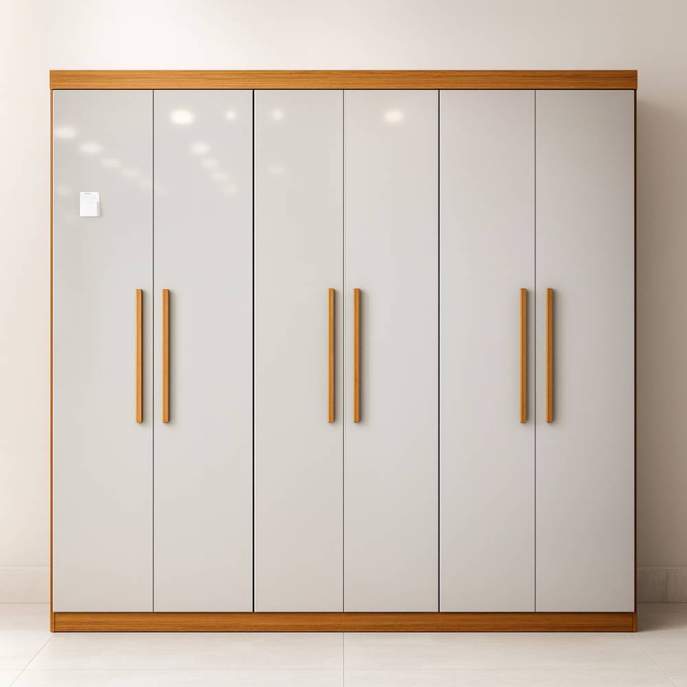 Guarda Roupa Casal Bariloche c/ 6 Portas 4 Gavetas - Cinamomo/Off White