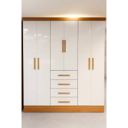 Guarda Roupa Casal Arizona c/ 6 Portas 4 Gavetas - Cinamomo/Off White