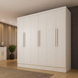 Guarda Roupa Casal Lagos c/ 6 Portas 4 Gavetas - Neve Guarda Roupa Casal Lagos c/ 6 Portas 4 Gavetas - Neve