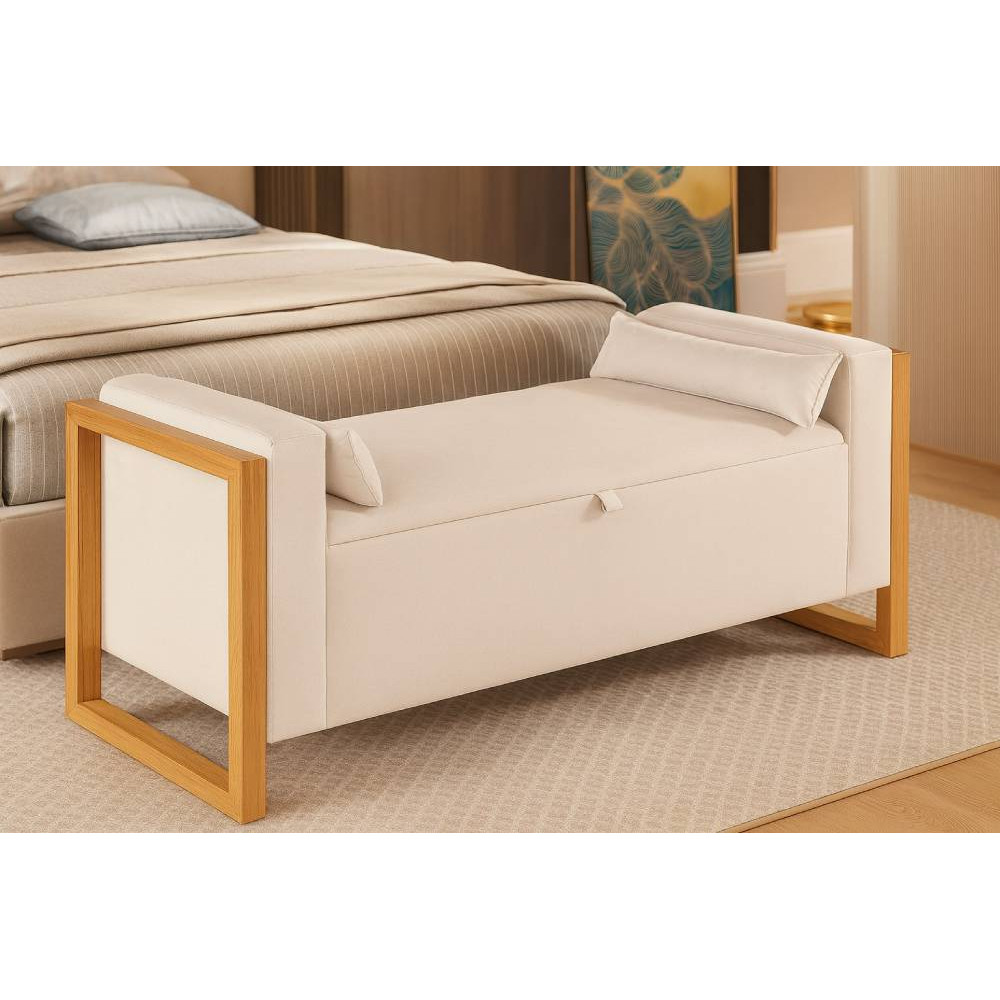  Recamier Baú Imperial Casal 130cm - Bege