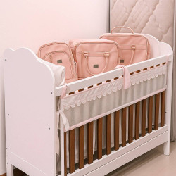 Berço Mini Cama Clara - Móveis Peroba - Branco Brilho / Amêndoa