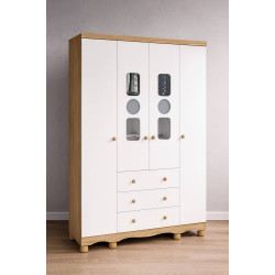 Guarda-Roupa Infantil 100% MDF 4 Portas 3 Gavetas Tedy - Peroba Móveis - Branco / Carvalho Guarda-Roupa Infantil 100% MDF 4 Portas 3 Gavetas Tedy - Peroba Móveis - Branco / Carvalho