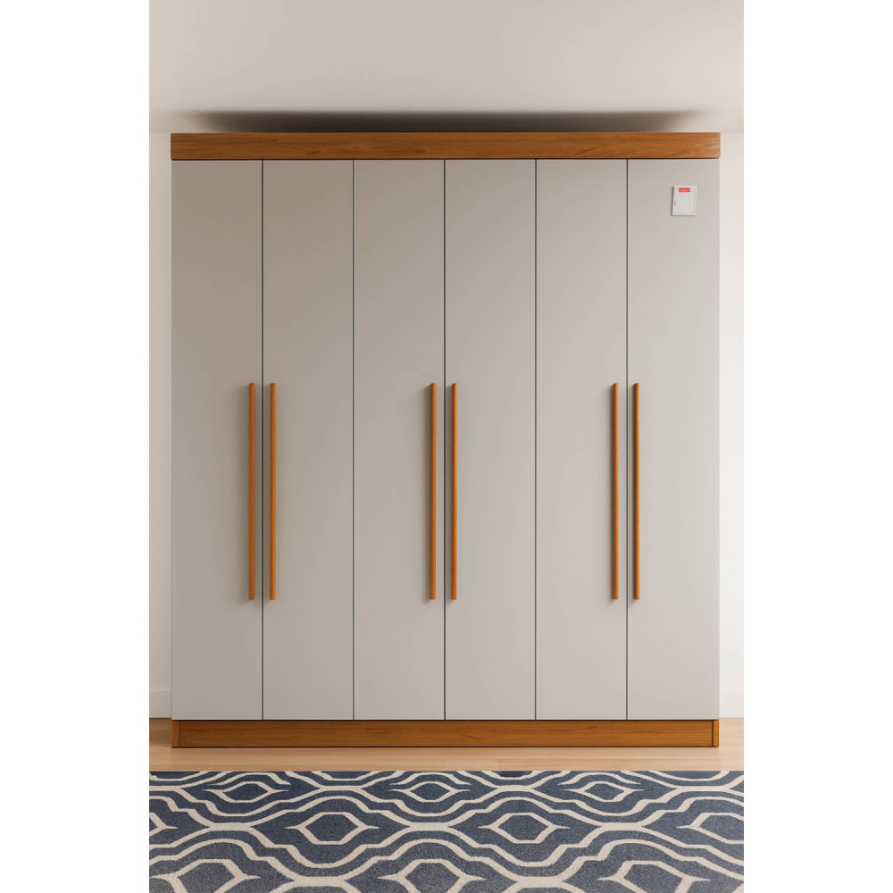 Guarda Roupa Hawai c/ 6 Portas e 2 Gavetas - Naturalle / Off White