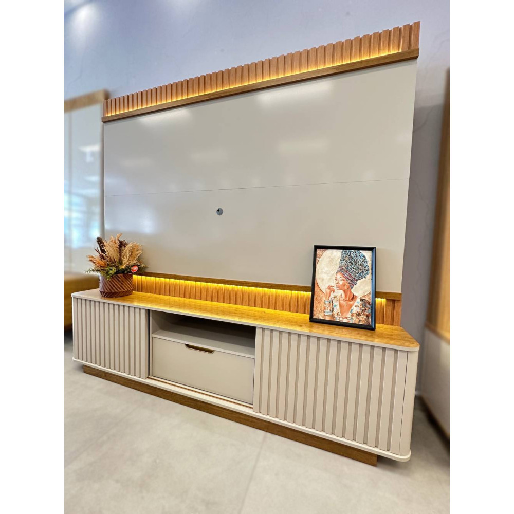 Estante Home Atena para TVs de até 85" - Off White / Cinamomo