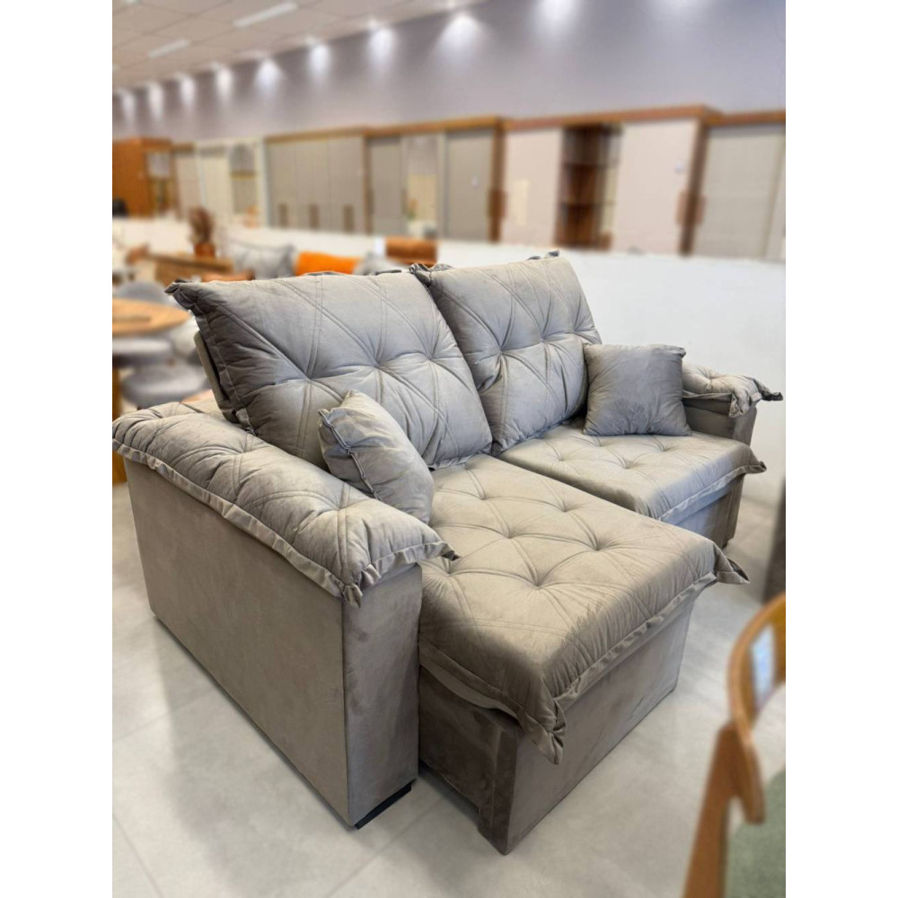 Sofá Disel Retrátil Reclinável 2m - Veludo Marrom