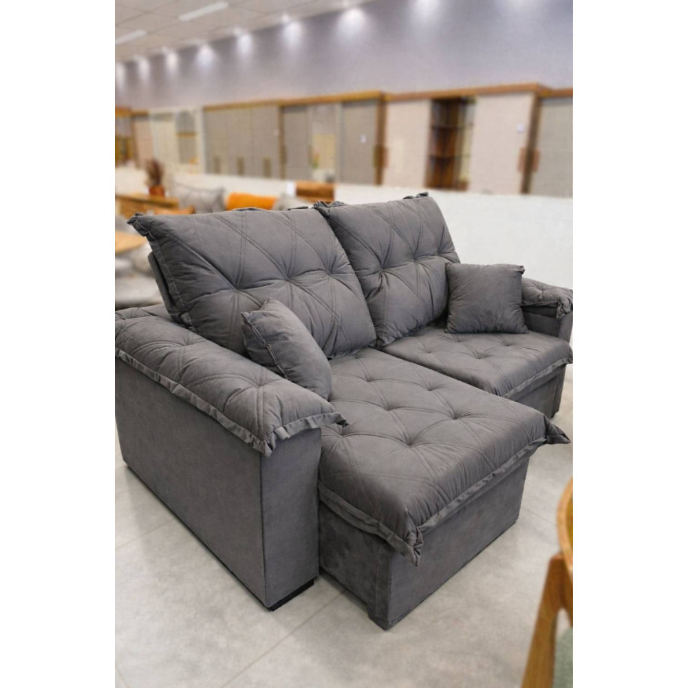 Sofá Disel Retrátil Reclinável 2m - Veludo Grafite