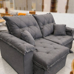 Sofá Disel Retrátil Reclinável 2m - Veludo Grafite