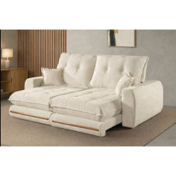 Sofá Chicago Retrátil Reclinável 2,30 - Veludo Bege