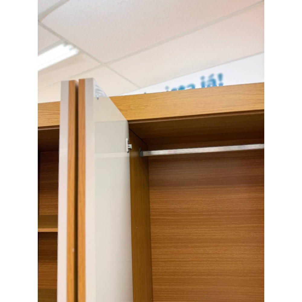 Guarda Roupa Solteiro Genebra c/ 4 Portas 2 Gavetas - Naturale/Off White